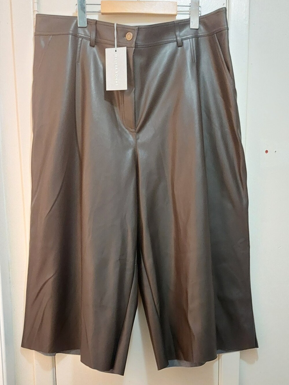 NWT Brown Faux Leather Burmuda Shorts/ Culottes
